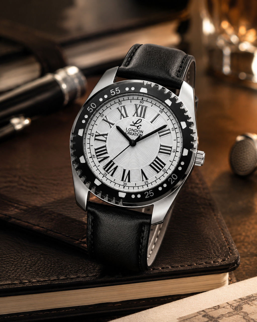 London Creation Men's Regal Diver | Black & Silver