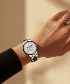 London Creation Women's Monochrome Luxe | White Dial & Black Inlay Bracelet